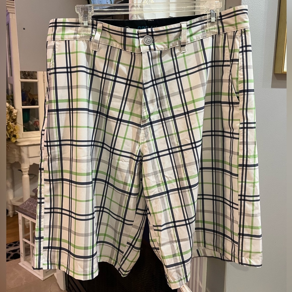 VINTAGE Y2K OP Opflex 4 Way Stretch Plaid Checkered Swim Beach Pool Board Shorts